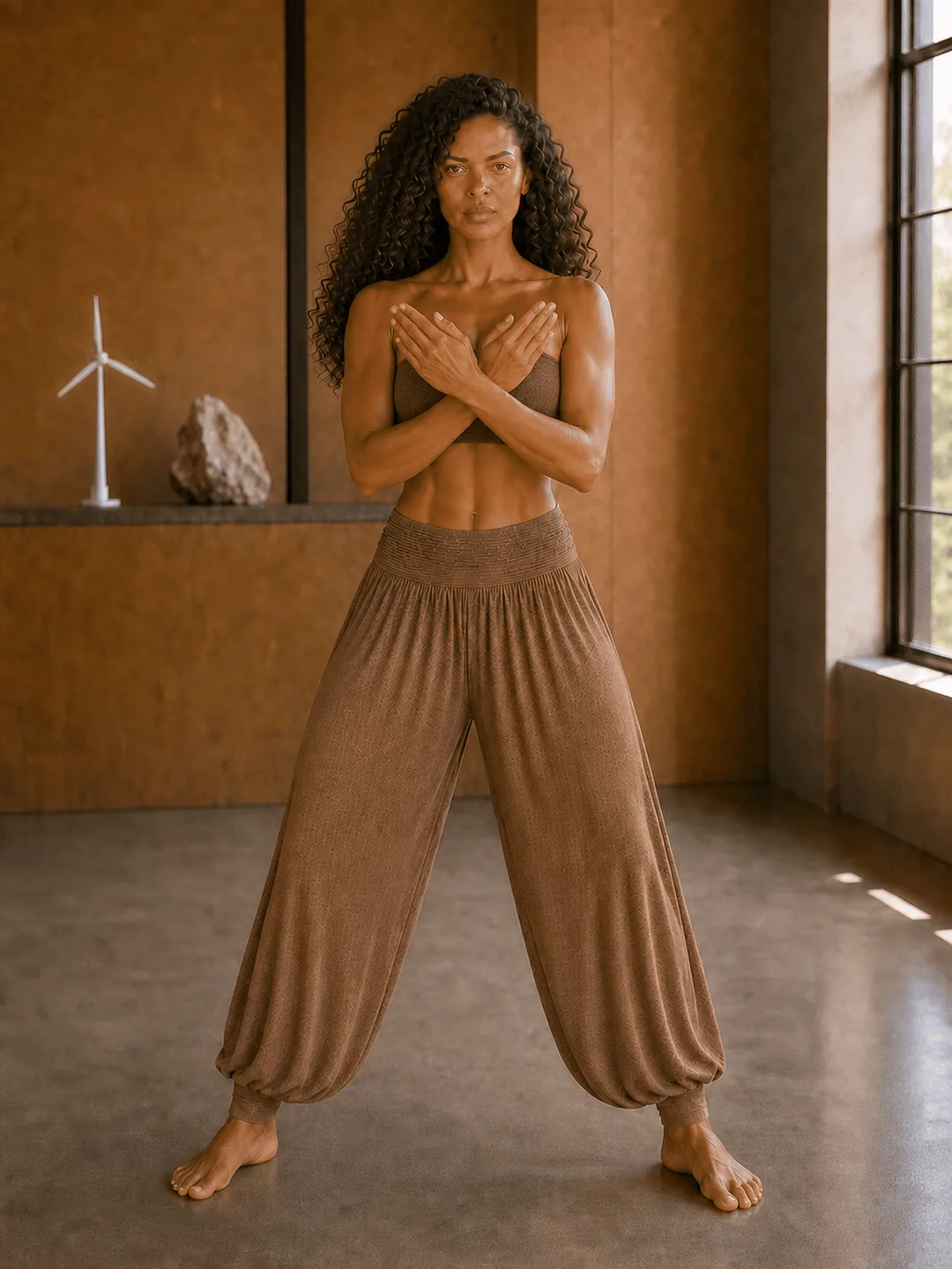 Step 2: Cross the hands in front of the chest, left hand outside, both palms facing the