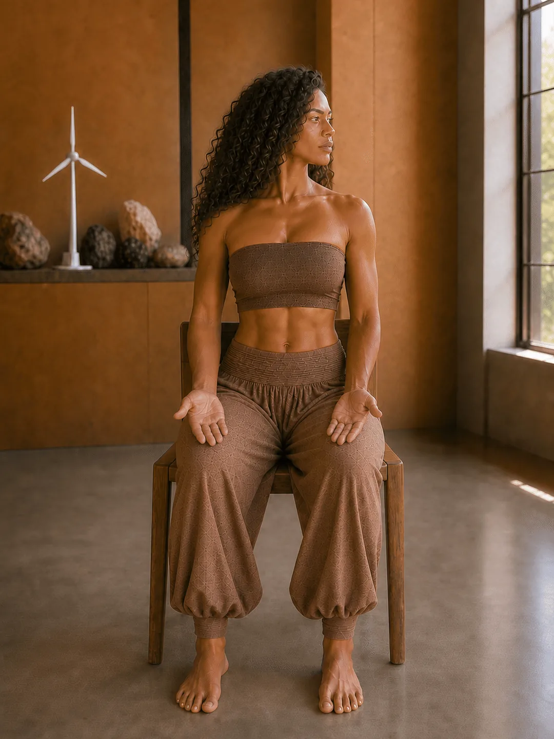 seated-chair variation of Wise Owl Gazes Backwards