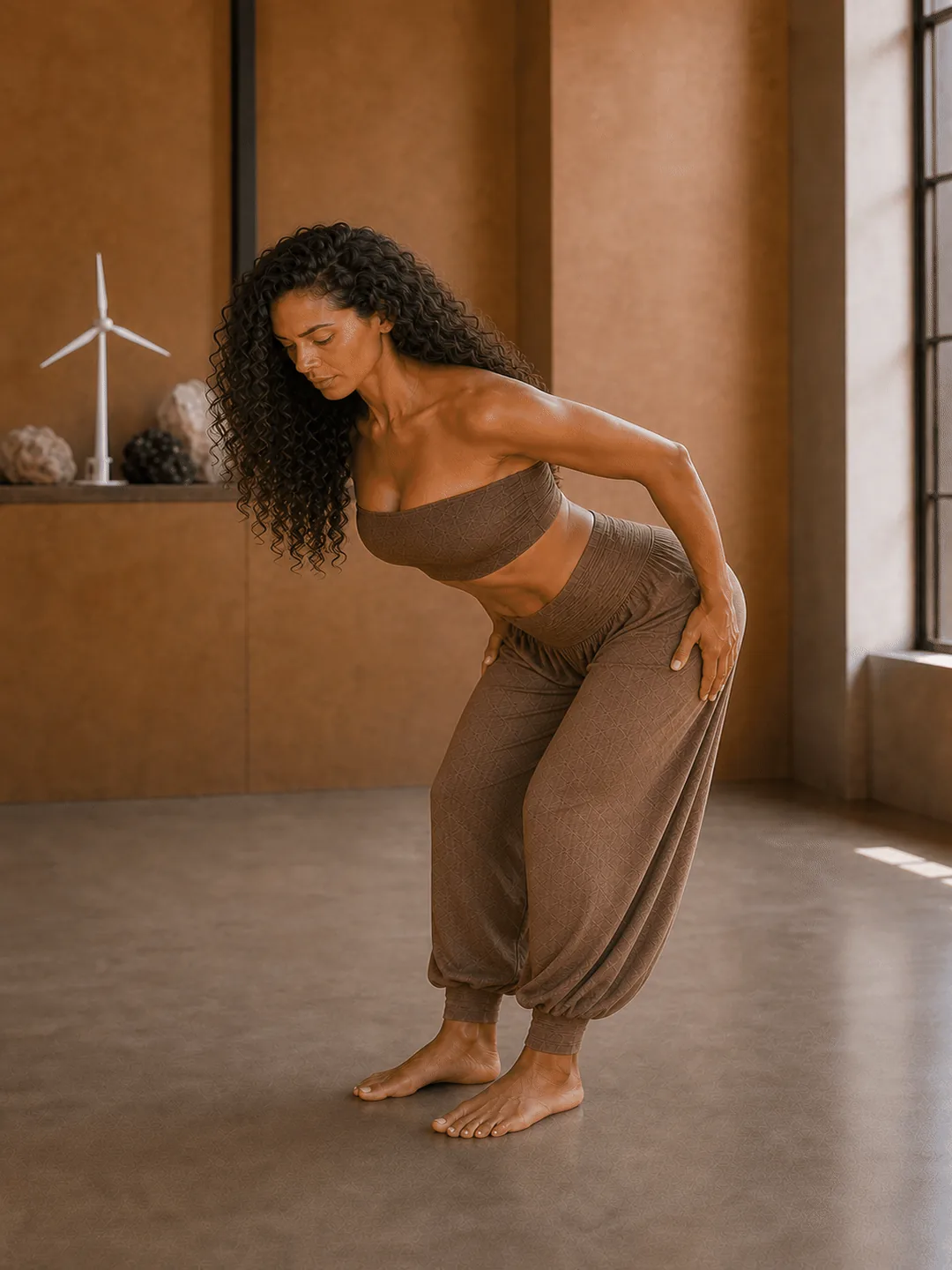 Step 5: Bend the knees slightly, and rise slowly by pressing the feet down and unrolling