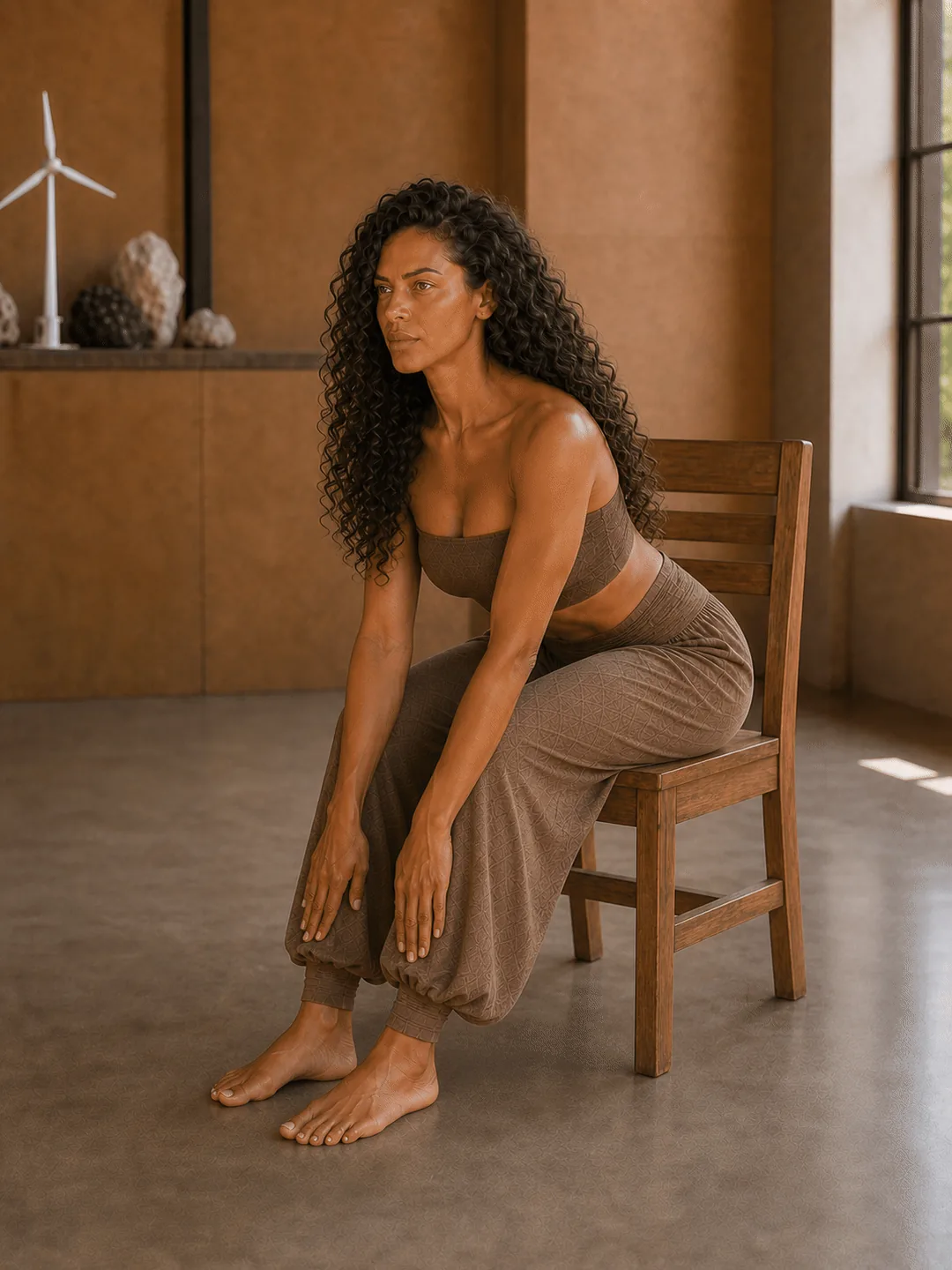 seated-chair variation of Two Hands Hold the Feet